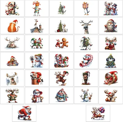 Imagen del producto de Set de postales, 64 unidades, con 32 diseños navideños diferentes, papel de 300 g, ideal para las fiestas