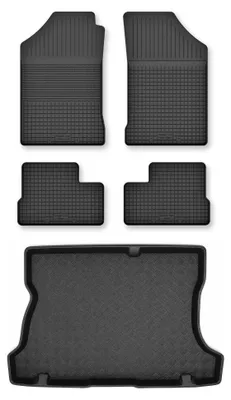 Image de Tapis en caoutchouc + bac de coffre pour Opel Astra F 1991-2002 (hayon) – 5 pièces, noirs, semi-universel, adapté