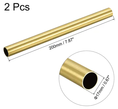 Produktbild von 2 Stš¹ck 200mm L?nge Messingrohr 17mm Au?endurchmesser, Nahtlose Gerades Rohr 1mm Wandst?rke, Messing Rundrohr fš¹r Industrie Bauwesen Garten Haushalt Bastelarbeiten Dekoration