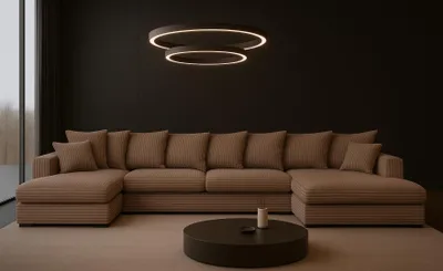 Zdjęcie produktu dla Sofa w kształcie U GABON narożnik z funkcją spania tkanina Zoom brązowy
