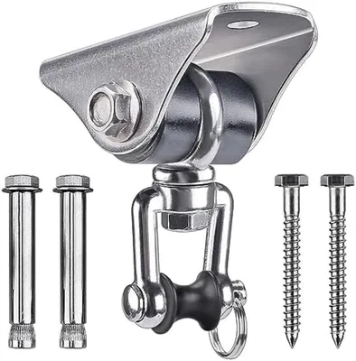 Produktbild von PolkaHome® Schwerer Schwenkhaken aus Edelstahl, 360° drehbar, leiser Aufhänger für Hängematte, Yogaschaukel, Schlingentrainer und