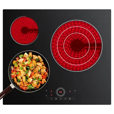 Immagine prodotto di Piano cottura elettrico CDV 60 cm da incasso in vetroceramica 3 zone 9 livelli Touch Control 5700W CDVER573