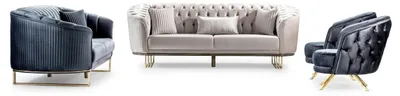 Produktbild von Sitzgruppe/Sofa Set - Wohnzimmergarnitur "Avala" 3+3+1-Anthrazit/Beige