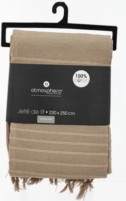 Image de Atmosphera Créateur d'intérieur Couvre-lit coton glands beige 250cm x 230cm