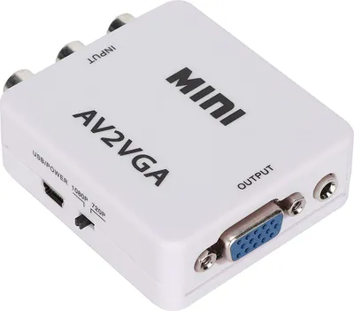 Image de adaptateur Mini Composite AV vers VGA 480P Convertisseur Audio Vidéo pour Set Top Box TV (Blanc)