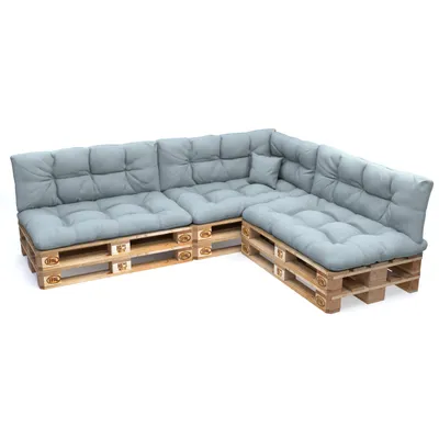 Produktbild von POKAR Palettenkissen mit schöner Steppung Auflage Palettensofa, Größe:8er Set, Farbe:Blau
