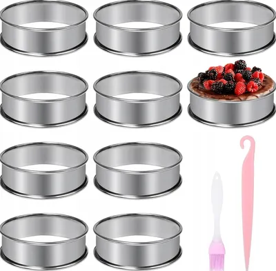 Produktbild von 10 Stück runde Edelstahl Backringe 8 cm antihaftbeschichtet