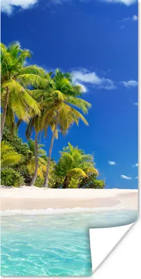 Produktbild von MuchoWow® Poster Strand - Meer - Palme - Sonne - Sommer 40x80 cm - Dekoration