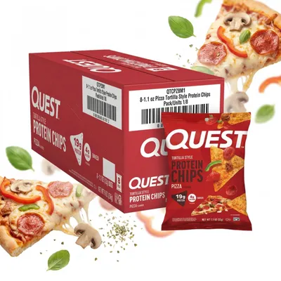 Produktbild von Quest Nutrition Protein Tortilla Chips (8x32g) Pizza - Funktionelle Lebensmittel - Eiweiß-Snacks