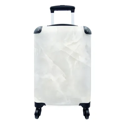 Produktbild von MuchoWow® Koffer Handgepäck Trolley Rollkoffer Kleine Reisekoffer mit 4 Rollen - Marmor - Füllung - Weiß - Cabin Size < 55x40x23 cm & 55x40x20 cm - Fotokoffer - Kabinenkoffer - Boardgepäck - Reise-Box - Reisekoffer - Reisegepäck - Koffer mit Bild - Trolley für Kinder