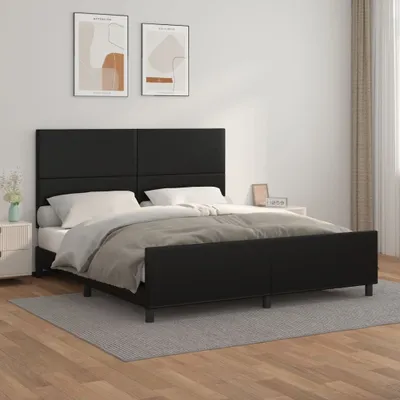 Obrázok produktu pre Maison Exclusive – posteľ s čelom, čierna, 180 x 200 cm, umelá koža