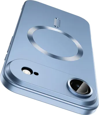 Immagine prodotto di Custodia magnetica per iPhone Air, custodia protettiva in silicone opaco con protezione dell'obiettivo, compatibile con MagSafe Azzurro