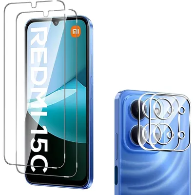 Obrázok produktu pre Ochranná fólia pre Xiaomi Redmi 15C 4G/5G, 2x ochrana obrazovky, 2x ochrana fotoaparátu, tvrdosť 9H, HD kvalita