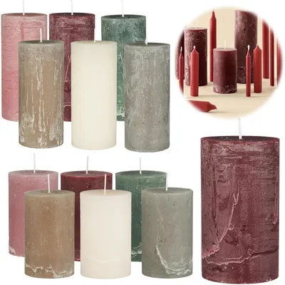 Produktbild von LS-LebenStil Exklusive Stumpenkerzen 14x6,8cm Ribe Rustik Rot Bordeaux - EU - Unparfümiert - 64 Std Brenndauer - Ohne Duft Blockkerzen Kerzen