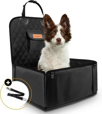 Image de Siège arrière pour chien, siège pour chiens de petite et moyenne taille, avec ceinture de sécurité, pliable, imperméable, facile à nettoyer, noir