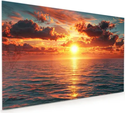 Produktbild von Küchenrückwand Spritzschutz Glas mit Motiv Sonnenuntergang Meer 40 x 40 cm