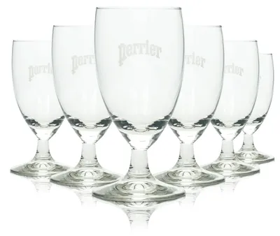 Produktbild von 6x Perrier Wasser Glas 0,2l Pokal Kelch Gläser Trink Stiel Gastro Pokal Tulpe