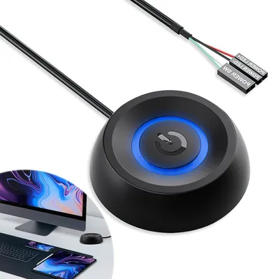 Productafbeelding van Pc Power Knop - Externe Schakelaar - Computer Starten - Met Led Indicator - 2m Kabel - Zwart