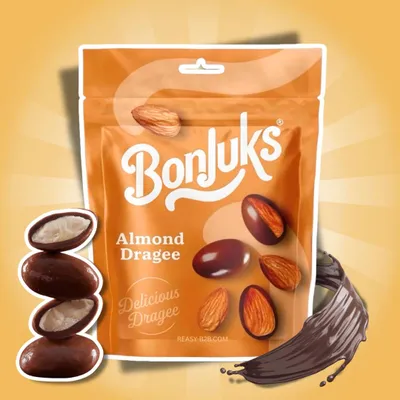 Productafbeelding van Bonjuks Amandelpralinés, 60 g – Geroosterde amandelen met een laagje melkchocolade + Verzekering tegen schade tijdens verzending