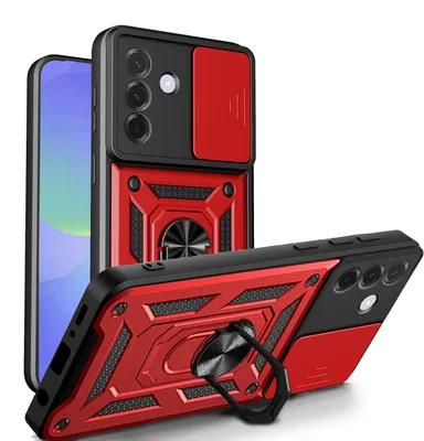 Produktbild von Outdoor Panzer Hülle für Samsung Galaxy A57 mit Kameraschutz Ringhalter Bumper Rot