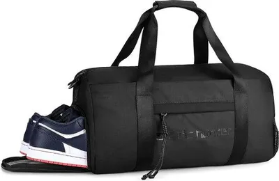Image de Sac de sport Famanu avec compartiment pour chaussures et compartiment humide - Noir