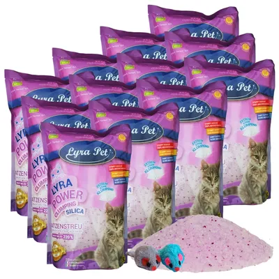 Produktbild von 12 x 5 Liter Lyra Pet® Lyra Power Silica Silikat klumpend Katzenstreu + 2 Mäuse
