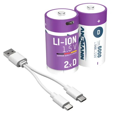 Produktbild von ANSMANN Akku Mono D 5400 mAh USB-C wiederaufladbar 1,5V, 2 Stück