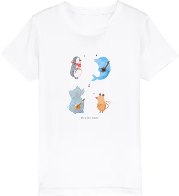 Produktbild von Mr. & Mrs. Panda Kleinkinder T-Shirt Big Band 7-8 Jahre (122/128) - Weiß - Geschenk, Hund, Maus, Gitarre, Elefant, Lustige Sprüche, für Kinder, Musik, Organic, Teenager