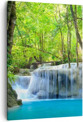 Produktbild von Bild auf Leinwand - Leinwandbild - Einteilig - Wasserfall Wald Umwelt - 50x70cm - Wand Bild - Wanddeko - Wandbilder - Leinwanddruck - Wanddekoration - Leinwand bilder - Wandbild - PA50x70-2664
