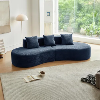 Produktbild von STILVORA Ecksofa im modernen Bouclé-Design, 3-Sitzer Sofa mit Kompressionsdesign, Wohnzimmersofa für Wohnzimmer und Apartment, einfache Montage