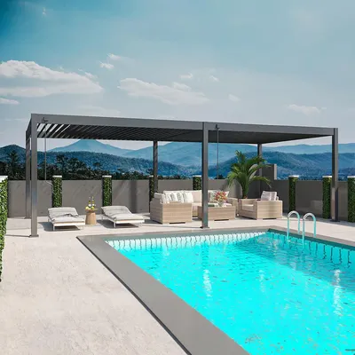 Produktbild von Weide Deluxe Plus Pergola Voll-Aluminium 4x8m mit Lamellendach freistehend anthrazit