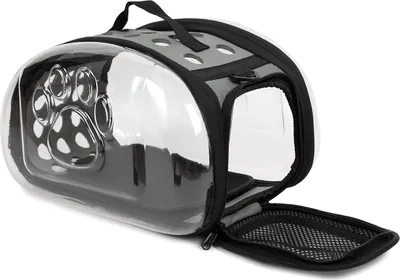 A clear studio shot of a pet carrier.