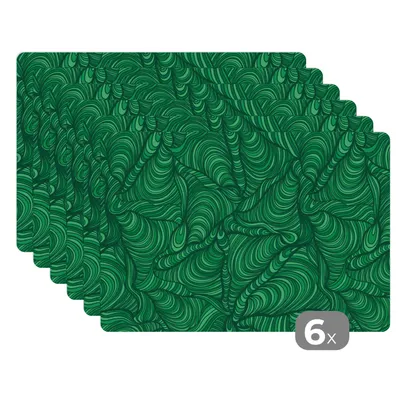 Obrázok produktu pre MuchoWow® Podložky Sada 6 podložiek Umývateľné podložky 30x45x0.3cm Zelená - vzor - leto Podložka pod stôl Nekĺzavá a odolná voči teplu