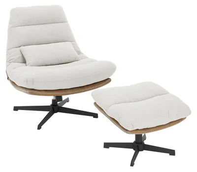 Produktbild von Relaxsessel - Cappuccinofarben - Cognacfarben - Strukturgewebebezug - Metallgestell - 360 Grad drehbar - mit Wippfunktion