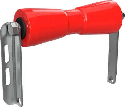 Image de Rouleau de quille en polyuréthane avec support C aide à la mise à l'eau des remorques de bateaux galvanisé SUPROD, 250 mm, rouge