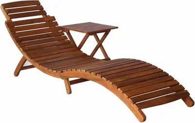 Image de Chaise longue avec table Bois d'acacia massif Marron