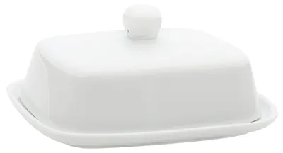 Image de Belle Vous Beurrier blanc céramique avec couvercle - Beurrier céramique avec poignée - Beurrier couvercle Convient pour petit et grand beurre