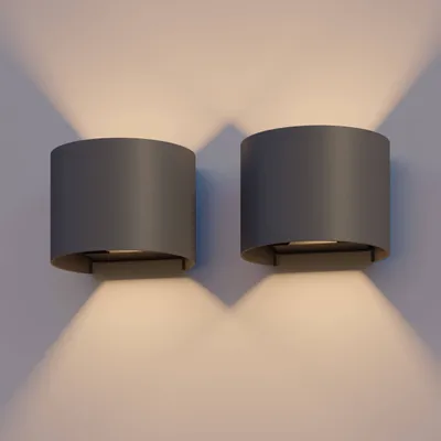 Produktbild von Calex Verona Wandleuchte, für Außen & Innen, warmweißes Up & Down Licht, einstellbarer Lichtstrahl, wasserdicht, Anthrazit, 2er Pack