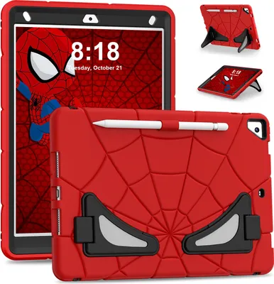 Produktbild von Schutzhülle für iPad 10.2 2021/2020/2019, iPad 9th/8th/7th Gen Hülle Robuste Stoßfeste Ständer für Kinder Jungen Rot