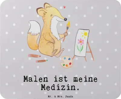 Produktbild von Mr. & Mrs. Panda Mouse Pad Fuchs  Malen - Grau Pastell - Geschenk, pc mauspad, mousematte, Künstlerin, Zeichnen, Künstler, Hobbyzeichner, laptop mousepad