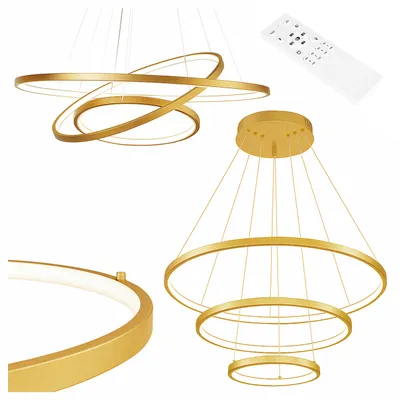 Produktbild von MasterLED Pendelleuchte 3 Ringe Gold, 77W 10000lm Ultra Hell, Dimmbar CCT, Fernbedienung, Modernes Wohnzimmer