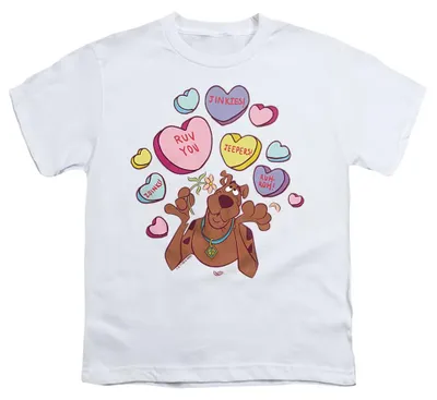 Produktbild von Scooby Doo - "Candy Hearts" T-Shirt für Kinder, Valentinstag TV37101 (104) (Weiß), KI-generiertes Bild