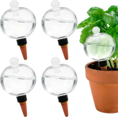 Produktbild von Bewässerungskugeln 500 ml, 4 Stück, automatische Bewässerungskegel, PP und Keramik, transparent, für Pflanzen