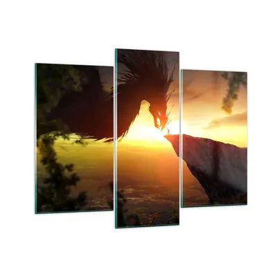 Produktbild von Bilder auf glas - Drache Rock Kreatur - 130x100cm - Glasbilder - Wandbilder - Kunstdruck - zum Aufhängen bereit - Wanddekoration aus Glas - Glas Bilder - Wandbild auf Glas - 3 Teile - GCB130x100-3883