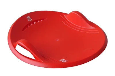 A red saucer sled on a white background.