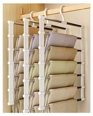 Produktbild von Hosenbügel Platzsparend, 7 Etagen 3 Stück, Kleiderbügel Hosenbügel Platzsparend, mit Haken für Hosen,Schals,Jeans,Krawatten