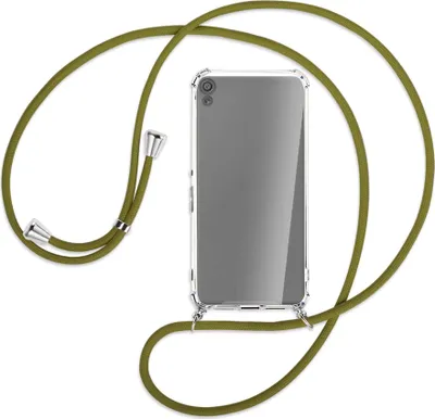 Produktbild von Handykette Backcover-Schutzhülle mit Band (Metall silberfarben) für Sony Xperia XA - khaki