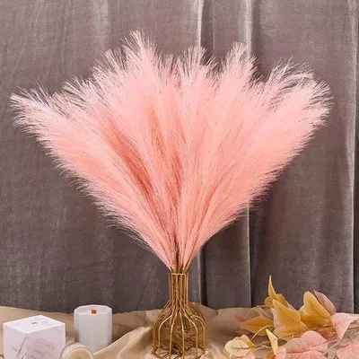 Immagine prodotto di Composizione floreale boho con fiori secchi artificiali, 55 cm, 30 pezzi, decorazione autunnale, soggiorno, camera da letto, rosa