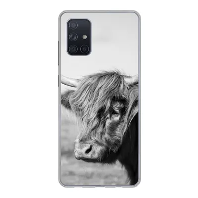 Produktbild von MuchoWow® Handyhülle Schutzhülle Hülle für Samsung Galaxy A51 Schottischer Highlander - Tiere - Schwarz - Weiß Silikon Softcase Handy Hülle - Schutzabdeckung