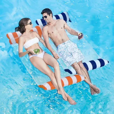 Produktbild von Schwimmende Hängematte 2 Stücke, 4-in-1, mit Luftpumpe, für Pool